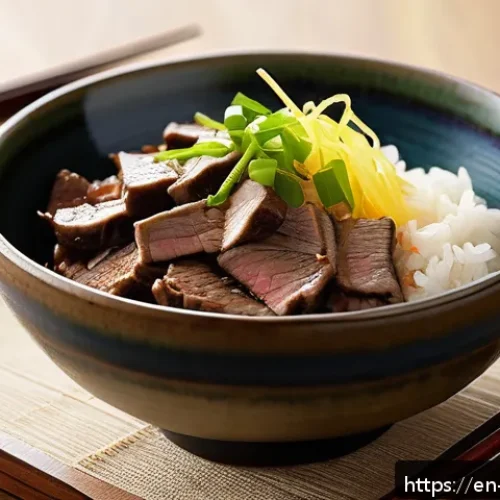 일본식 돈부리 레시피 - A beautifully arranged donburi bowl featuring glossy, perfectly cooked Japanese short-grain rice top...