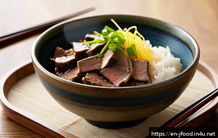 일본식 돈부리 레시피 - A beautifully arranged donburi bowl featuring glossy, perfectly cooked Japanese short-grain rice top...