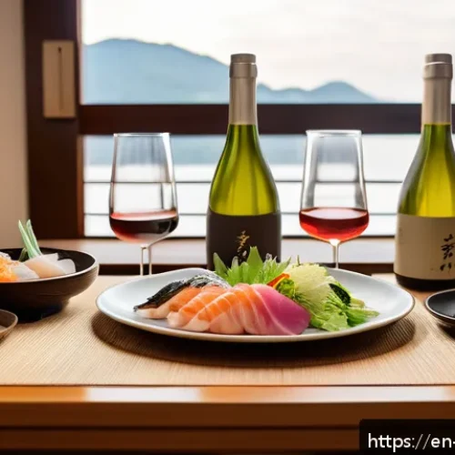 일본 주류 페어링 팁 - A cozy, elegant dining table set for a sake tasting evening featuring a variety of sake bottles incl...